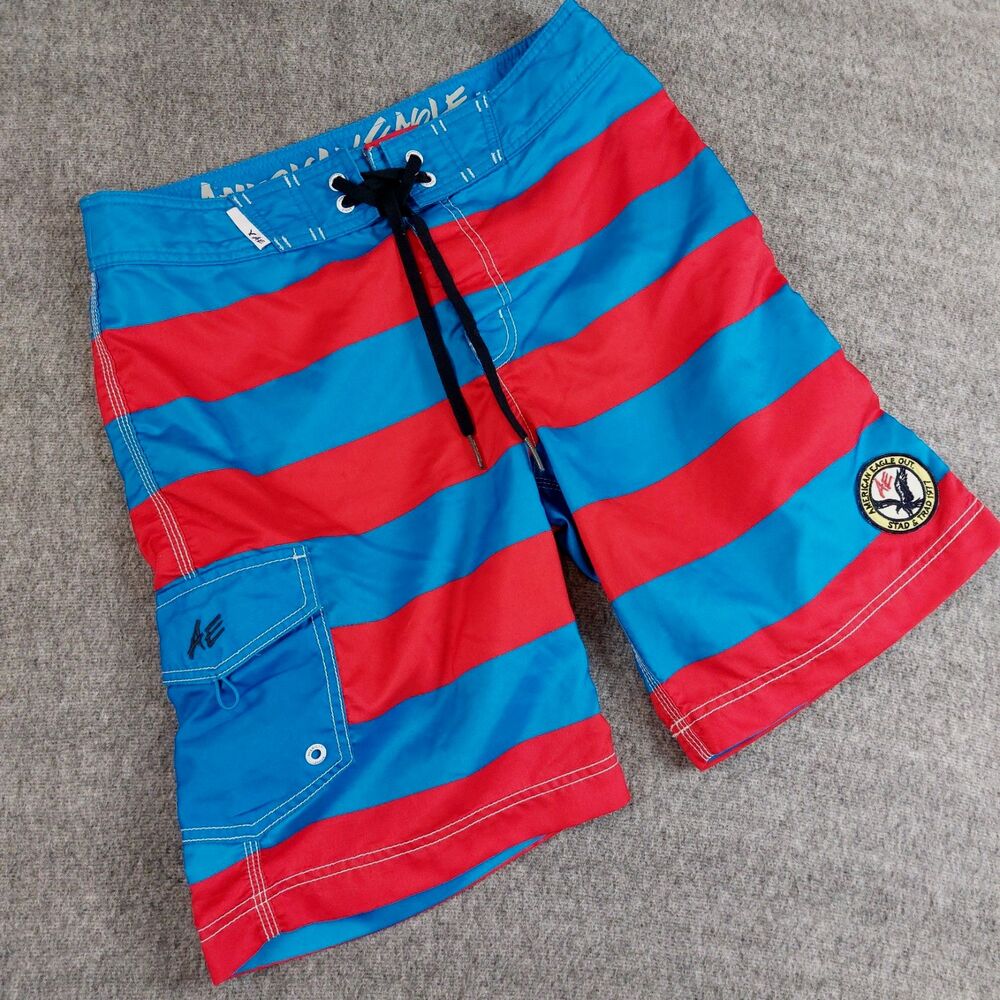 American Eagle Cargo Board Shorts Men's Medium (Fit 32x9.5) Red Blue Patriotic